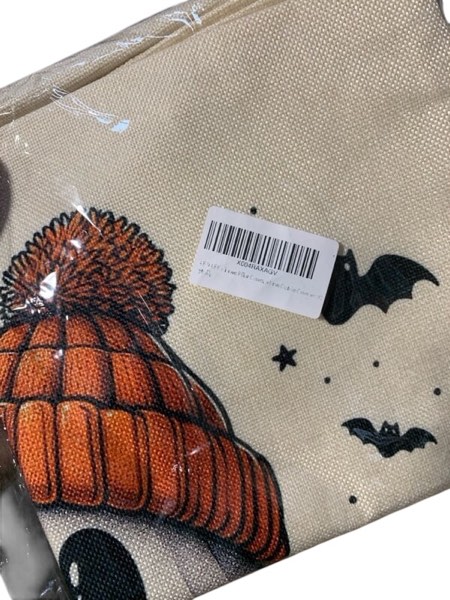 Condition photo showing New/Like New for Halloween Pillow Covers 16 x 16 Inch, Burnt Orange Pumpkin Decor Throw Pillows for Home Couch Bed, Black Cream Cute Ghost Bat Fall Outdoor Decorative Pillowcase Linen Cushion Cover Set of 2