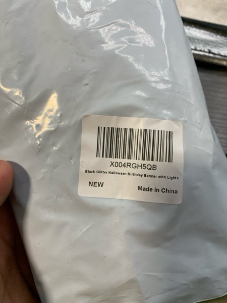 Condition photo showing New/Like New for Halloween Happy Birthday Banner Lighted Halloween Birthday Banner for Spooky Birthday Party Decorations, Glitter Skull Sign Garland with Heart for Party Decor Baby Shower Supplies