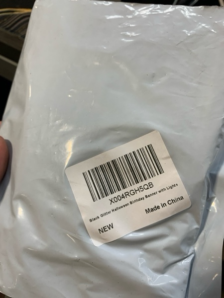 Condition photo showing New/Like New for Halloween Happy Birthday Banner Lighted Halloween Birthday Banner for Spooky Birthday Party Decorations, Glitter Skull Sign Garland with Heart for Party Decor Baby Shower Supplies