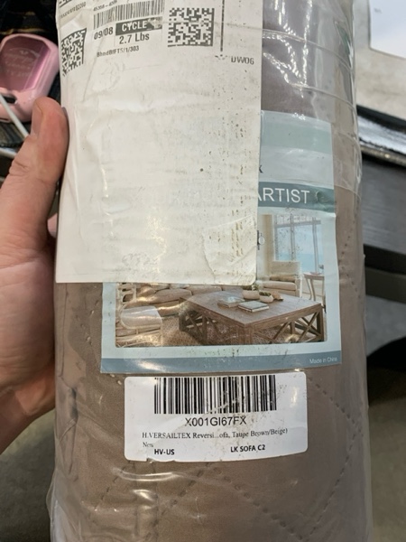Condition photo showing New/Like New for H.VERSAILTEX Reversible Quilted Sofa Cover Water Resistant Sofa Slipcover Washable Couch Cover with Non Slip Elastic Strap Furniture Protector for Kids, Dogs, Pets(Sofa, Taupe Brown/Beige) Sofa Taupe Brown/Beige