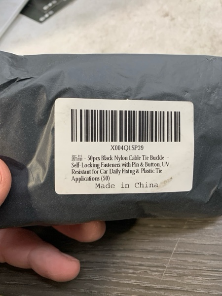 Condition photo showing New/Like New for 50pcs Black Nylon Cable Tie Buckle – Self-Locking Fasteners with Pin & Button, UV Resistant for Car Daily Fixing & Plastic Tie Applications (50)