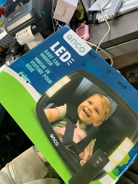 Condition photo showing New/Like New for Onco LED Baby Car Mirror with Light - 2 Modes for Day & Night Driving, 100% Shatterproof & Shakeproof Car Mirror for Baby with 360° Rotation