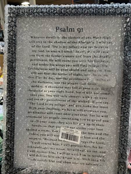 Condition photo showing New/Like New for LuZhiQiang Scripture Wall Decor Psalm 91 Scripture Wall Art 16"×11" Bible Verse Inspirational Print Sign for Home Prayer Room Christian Small Wood Framed Catholic Wall Hanging (Black)