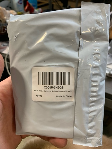 Condition photo showing New/Like New for Halloween Happy Birthday Banner Lighted Halloween Birthday Banner for Spooky Birthday Party Decorations, Glitter Skull Sign Garland with Heart for Party Decor Baby Shower Supplies