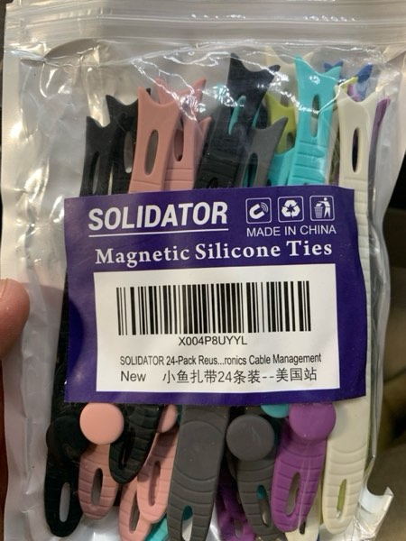 Condition photo showing New/Like New for 24-Pack Reusable Silicone Cable Ties – Fish Shape, 8 Bright Colors, 4.7” Adjustable Cord Organizers for Home, Office, Travel, Tech & Electronics Cable Management