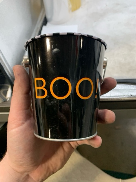 Condition photo showing New/Like New for HOLLOWEEN BLACK BOO! Bucket