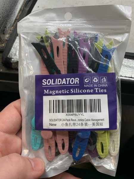 Condition photo showing New/Like New for 24-Pack Reusable Silicone Cable Ties – Fish Shape, 8 Bright Colors, 4.7” Adjustable Cord Organizers for Home, Office, Travel, Tech & Electronics Cable Management