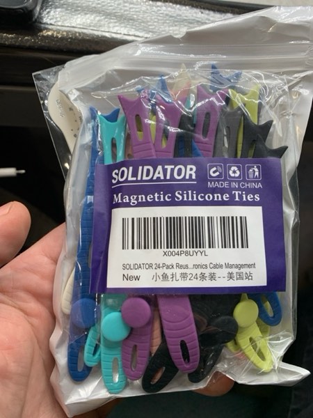 Condition photo showing New/Like New for 24-Pack Reusable Silicone Cable Ties – Fish Shape, 8 Bright Colors, 4.7” Adjustable Cord Organizers for Home, Office, Travel, Tech & Electronics Cable Management