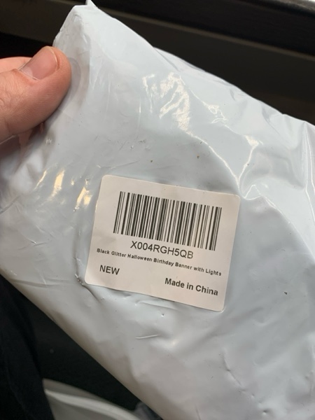 Condition photo showing New/Like New for Halloween Happy Birthday Banner Lighted Halloween Birthday Banner for Spooky Birthday Party Decorations, Glitter Skull Sign Garland with Heart for Party Decor Baby Shower Supplies