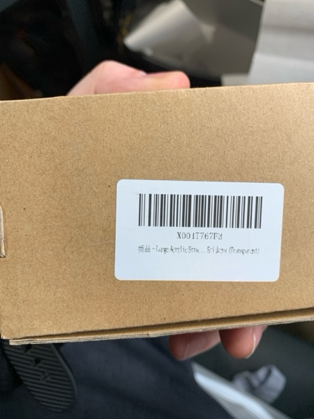 Condition photo showing New/Like New for EOYVTX Large Acrylic Straw Holder for Cabinet Door, 9.5” Reusable Tumbler Straw Holder with Ultra Sticky Adhesive Squares and Stickers (Transparent)