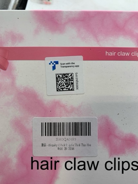 Condition photo showing New/Like New for 12 Pack Pink Square Claw Clips, Big and Small Neutral Rectangle Hair Claw Clips, Non-slip Matte Large Hair Clips for Women,Strong Hold jaw clip for Thick Thin Hair