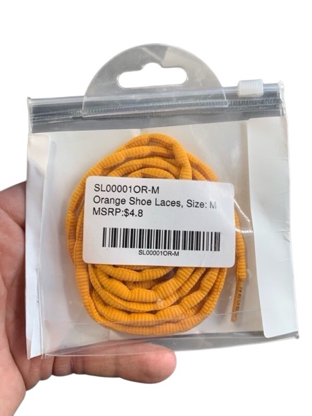 Condition photo showing New/Like New for Orange shoe laces size medium