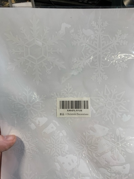 Condition photo showing New/Like New for Christmas Party Decorations - Snowflake Window Clings Stickers for Glass | Christmas Decorations Indoor Outdoor - Holiday Santa Claus Reindeer Decals Xmas Decor Party Favors Supplies for Outside 2025 White Red