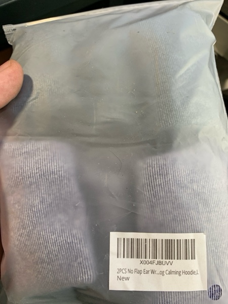 Condition photo showing New/Like New for 2 PCS Quiet Ears for Dogs, Adjustable Dog Ear Muffs for Noise Protection, Soft Dog Noise Canceling Ear Cover Wrap Anxiety Relief Hoodie for Fireworks Thunder,L