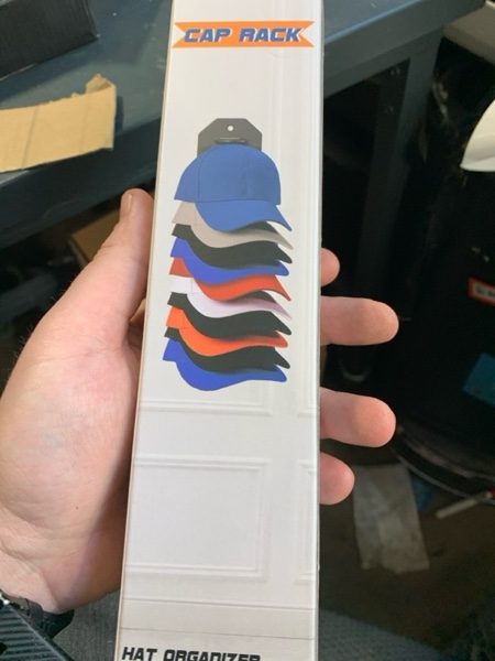 Condition photo showing New/Like New for Hat Organizer for Baseball Caps,Hat Rack for Wall, Compact Hat Storage Display Holder,Hold Up to 10 Hats,Hat Hanger Strong Adhesive/Wall Drilled for Door,Bedroom,Closet 1 Pack Gery Black