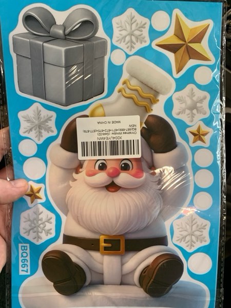 Condition photo showing New/Like New for 9 Pcs Christmas Window Cling Decorations, Winter Holiday Static Stickers, Reindeer, Santa Claus, Snowman Static Cling Window Decals (Blue-01)