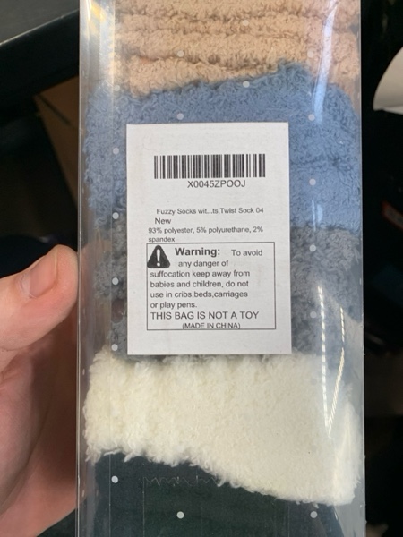 Condition photo showing New/Like New for Fuzzy Socks with Grips for Women, 5 Pairs Soft Fluffy Sleep Cozy Hospital Socks Non Skid Plush Slipper Socks Gifts Twist Sock 04