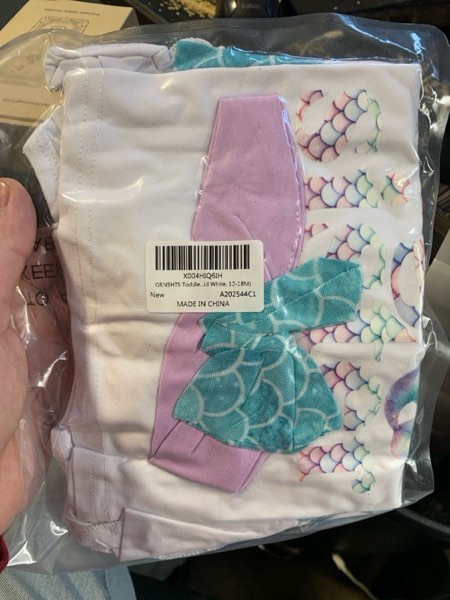 Condition photo showing New/Like New for Toddler Baby Kid Girls Big Sister Outfits Short Sleeve T-Shirt Top+Tutu Skirt with Headband Clothing Set (Mermaid)