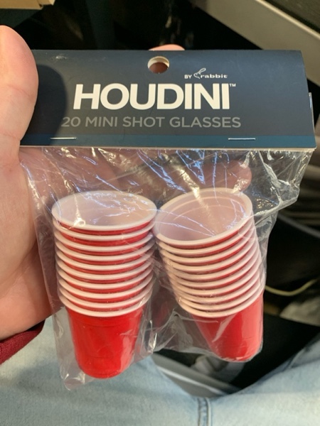 Condition photo showing New/Like New for Houdini Set of 20 Disposable 2oz Shot Glasses (Red)