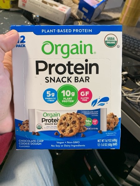 Condition photo showing New/Like New for Orgain Organic Vegan Protein Bars, Chocolate Chip Cookie Dough - 10g Plant Based Protein, Low Calorie Healthy Snacks, No Lactose or Soy Ingredients, Gluten Free, Non-GMO - 1.41 Oz (Pack of 12)