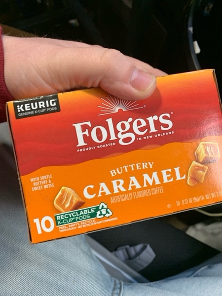 Condition photo showing New/Like New for Folgers Buttery Caramel Artificially Flavored Coffee, Keurig K-Cup Pods, 10 Count Box