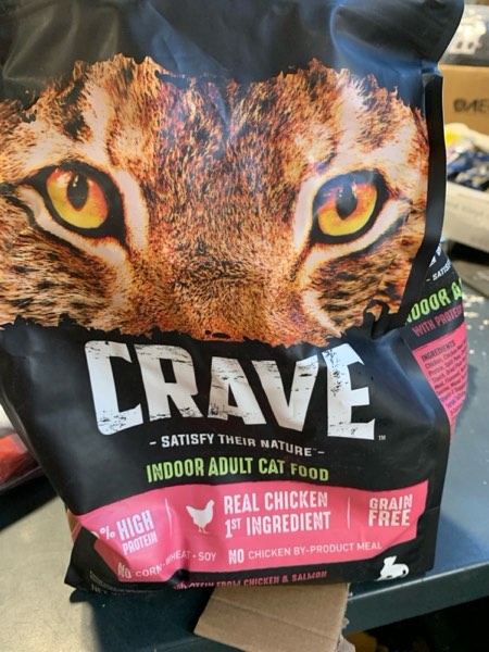 Condition photo showing New/Like New for CRAVE Grain Free Indoor Adult High Protein Natural Dry Cat Food with Protein from Chicken & Salmon, 4 lb. Bag