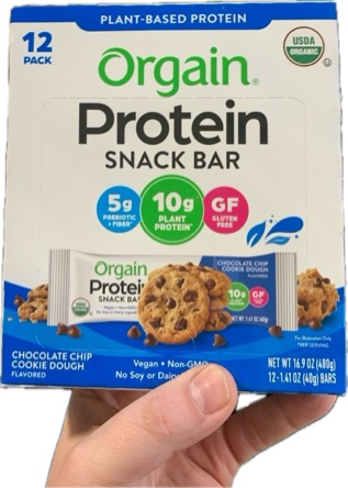Condition photo showing New/Like New for Orgain Organic Vegan Protein Bars, Chocolate Chip Cookie Dough - 10g Plant Based Protein, Low Calorie Healthy Snacks, No Lactose or Soy Ingredients, Gluten Free, Non-GMO - 1.41 Oz (Pack of 12)