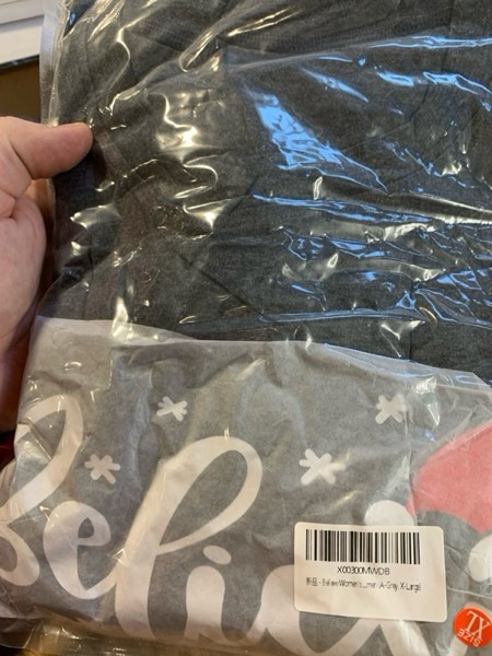 Condition photo showing New/Like New for Women’s Christmas Believe T-Shirt — Christmas Short Sleeve Shirt, Graphic Print Casual Shirt Tee Top (X-Large, A-Grey)