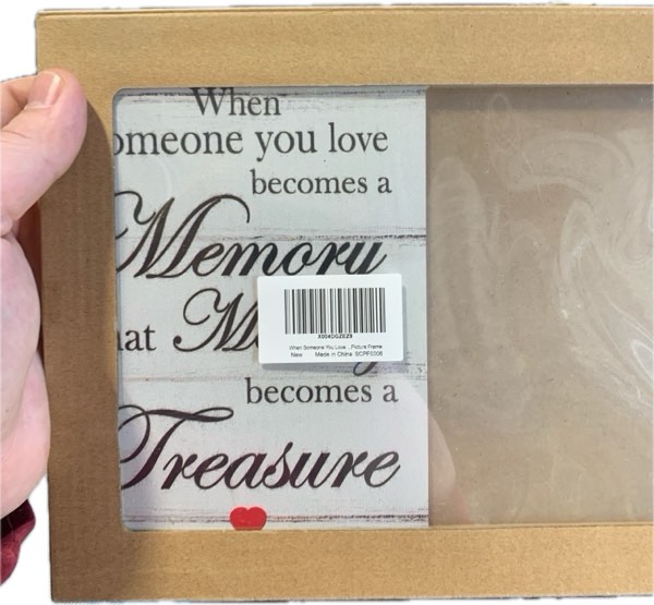 Condition photo showing New/Like New for “When Someone You Love Becomes a Memory” Picture Frame — Memorial Wooden Frame Gift for Loss of Loved One (4x6 inches Photo)