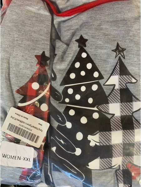 Condition photo showing New/Like New for Family Christmas Pajamas Matching Set for Adult — Matching Christmas Pajamas: 2 Piece Outfit Christmas Pjs (Women’s XXL, Grey)