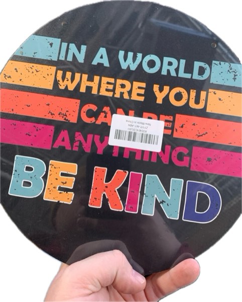 “In A World Where You Can Be Anything Be Kind” Round Wall Decoration (Colorful, Black)