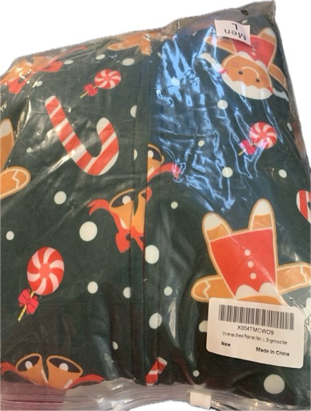 Condition photo showing New/Like New for WISHU Matching Christmas Onesie Pajamas for Family — Hooded Cute Christmas PJs, Christmas Holiday Sleepwear for Couples and Adult Men (Men’s Large, Green Cookie)
