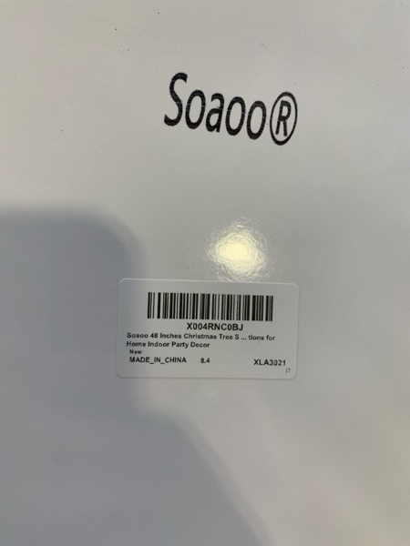 Condition photo showing New/Like New for Soaoo 48 Inches Scalloped Vintage Christmas Tree Skirt — Rustic Boho Floral Block Print Tree Skirt — Christmas Trees Skirts Cotton Seasonal Holiday Decorations for Home Indoor Party Decor