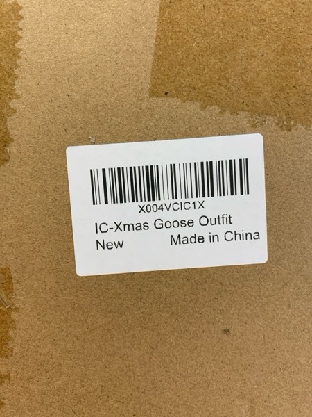 Condition photo showing New/Like New for Iemtic Porch Goose Costume — Goose Outfit for Indoor/Outdoor Use for Lawns, Yards, and Christmas — Fits Geese Up to 23 Inches Christmas (Fit 23”)