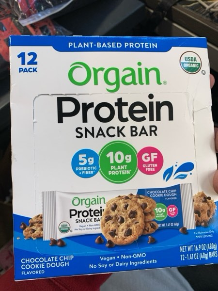 Condition photo showing New/Like New for Orgain Organic Vegan Protein Bars, Chocolate Chip Cookie Dough - 10g Plant Based Protein, Low Calorie Healthy Snacks, No Lactose or Soy Ingredients, Gluten Free, Non-GMO - 1.41 Oz (Pack of 12)