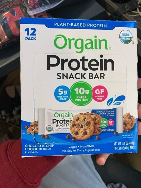 Condition photo showing New/Like New for Orgain Organic Vegan Protein Bars, Chocolate Chip Cookie Dough - 10g Plant Based Protein, Low Calorie Healthy Snacks, No Lactose or Soy Ingredients, Gluten Free, Non-GMO - 1.41 Oz (Pack of 12)