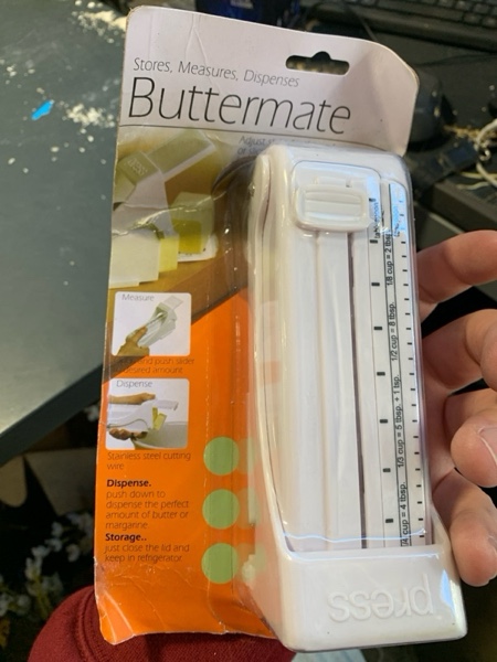Condition photo showing New/Like New for Butter Cutter Slicer,Butter Cutter Dispenser,Measuring Dispenser and Keeper,One-Click Operation Butter Slicer for Bread Cakes Cookies Breakfast,White