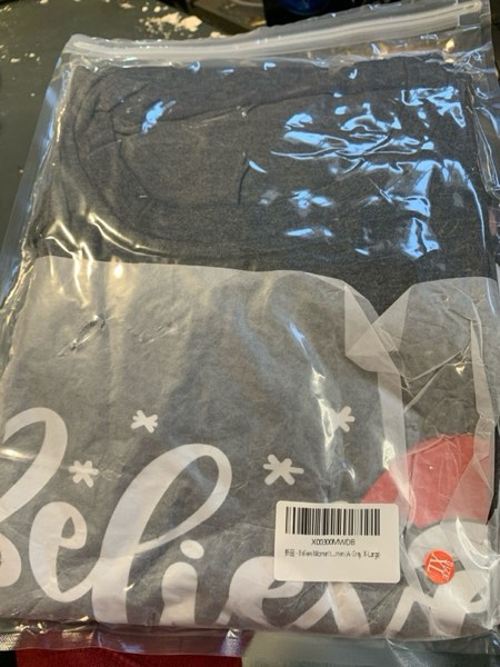 Condition photo showing New/Like New for Women Christmas Believe T-Shirt Christmas Short Sleeve Shirt Graphic Print Casual Shirts Tee Tops X-Large A-grey