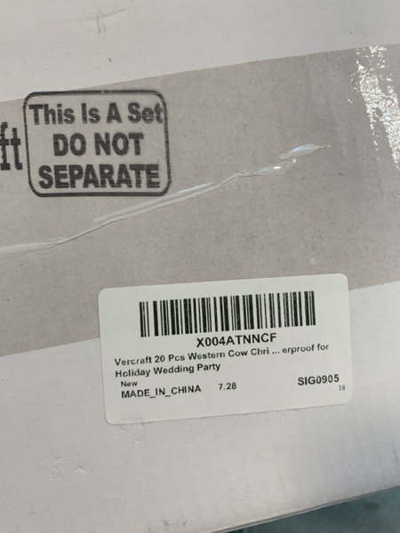 Condition photo showing New/Like New for Vercraft 20 Pcs Cow Print Christmas Ornaments Western Cow Christmas Tree Decor Black and White Cowhide Ball Ornaments Farmhouse Country Xmas Hanging Decoration Shatterproof for Farm Rustic Holiday