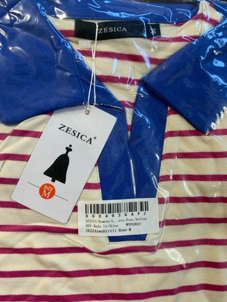 Condition photo showing New/Like New for ZESICA Womens Striped Long Sleeve Tops Oversized Sweatshirt V Neck Loose Fit Tunic Tops Spring Casual Blouses Rose Medium