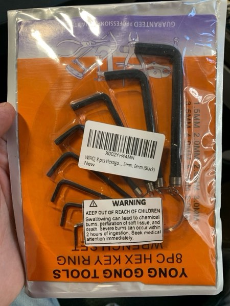 Condition photo showing New/Like New for WIROJ 8 pcs Hexagon Key Wrench Set with Keychain Allen Wrench Bike Repair Tool, L Shape, Wrench Size: 1.5mm to 6mm (Black)
