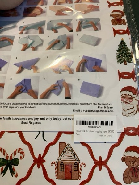 Condition photo showing New/Like New for PlandRichW Vintage Christmas Wrapping Paper - 6 Jumbo Xmas Sheets 28"x40" with Colorful Trees, Snowmen, Bears & “HO HO HO” Patterns - Holiday Gift Wrap for All Ages, Easy - Storage Flat Sheets