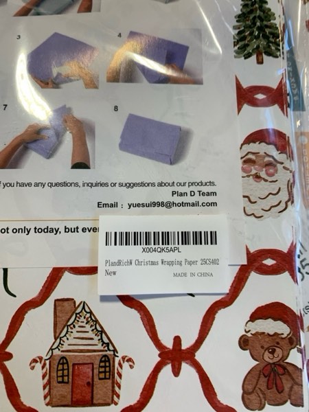 Condition photo showing New/Like New for PlandRichW Vintage Christmas Wrapping Paper - 6 Jumbo Xmas Sheets 28"x40" with Colorful Trees, Snowmen, Bears & “HO HO HO” Patterns - Holiday Gift Wrap for All Ages, Easy - Storage Flat Sheets