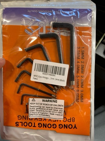 Condition photo showing New/Like New for WIROJ 8 pcs Hexagon Key Wrench Set with Keychain Allen Wrench Bike Repair Tool, L Shape, Wrench Size: 1.5mm to 6mm (Black)