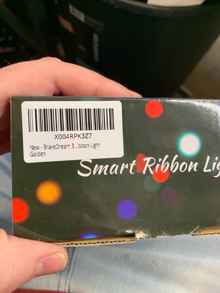 Condition photo showing New/Like New for 33FT Smart Christmas Ribbon Lights, Color Changing Lighted Ribbon, 100 LEDs, 80 Modes, APP & Remote Control, Music Sync, Timer, USB Powered, Extendable via App for Tall Xmas Tree, Golden