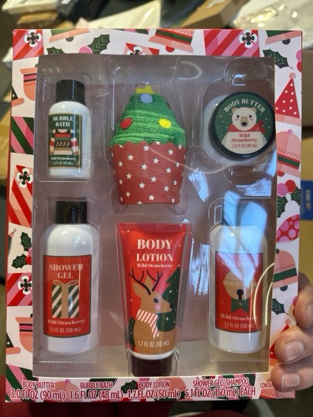 Condition photo showing New/Like New for Christmas Bath and Body Gift Set for Women - Holiday Stocking Stuffers With Body Butter, Shower Gel, Lotion, Shampoo, Bubble Bath, Mini Towel - Birthday Gifts