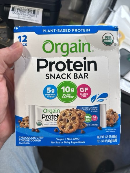 Condition photo showing New/Like New for Orgain Organic Vegan Protein Bars, Chocolate Chip Cookie Dough - 10g Plant Based Protein, Low Calorie Healthy Snacks, No Lactose or Soy Ingredients, Gluten Free, Non-GMO - 1.41 Oz (Pack of 12)