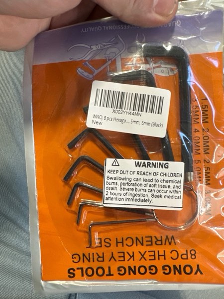 Condition photo showing New/Like New for WIROJ 8 pcs Hexagon Key Wrench Set with Keychain Allen Wrench Bike Repair Tool, L Shape, Wrench Size: 1.5mm to 6mm (Black)