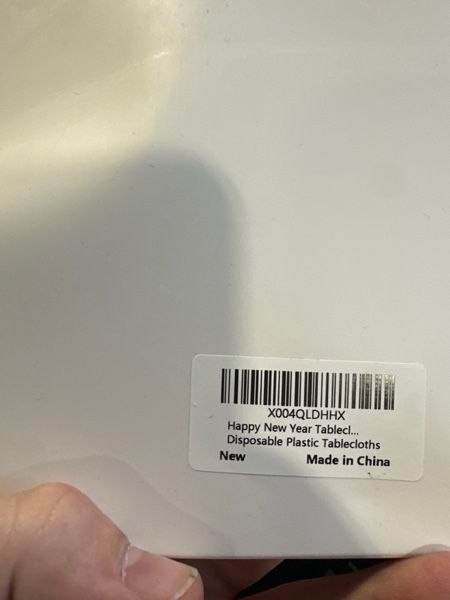 Condition photo showing New/Like New for Childom 1 Pack Happy New Year Tablecloth with 21 PCS Banners for New Years Decorations 2026,Disposable Plastic Table Cloth 54" x 108",Happy New Year 2026 Banners for Home Dining Outdoor Party Supplies Tablecloth 22