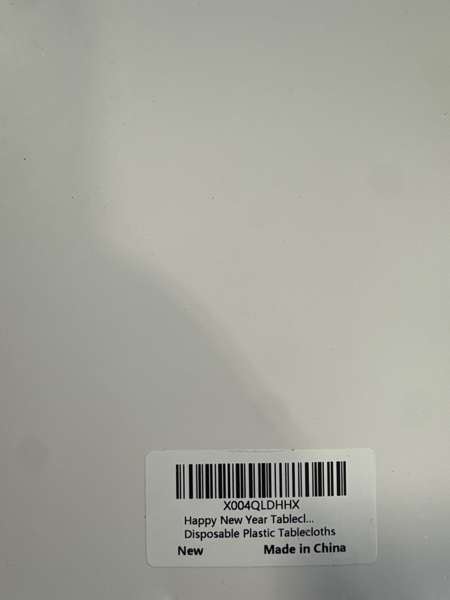 Condition photo showing New/Like New for Childom 1 Pack Happy New Year Tablecloth with 21 PCS Banners for New Years Decorations 2026,Disposable Plastic Table Cloth 54" x 108",Happy New Year 2026 Banners for Home Dining Outdoor Party Supplies Tablecloth 22